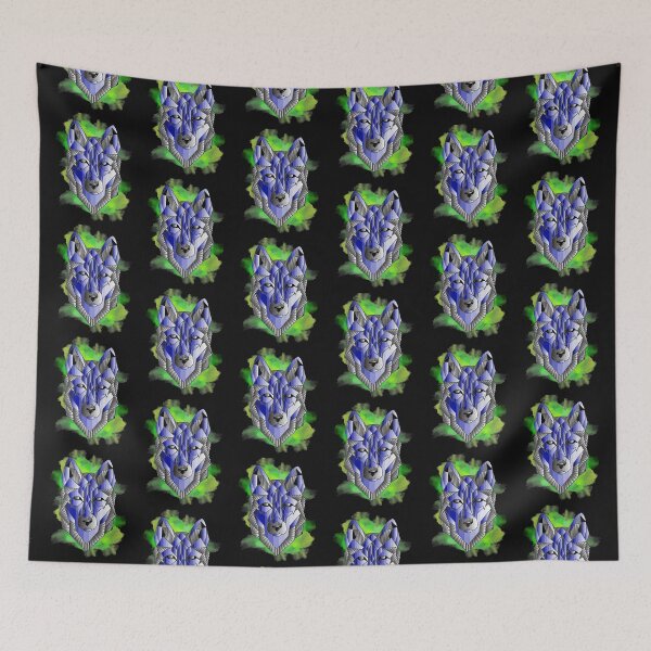 Item preview, Abstract blue wolfdog on splash green designed and sold by InverseArt.