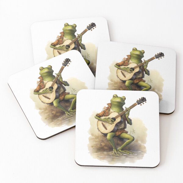 Item preview, Frog playing guitar on the bank designed and sold by Remek-Design.