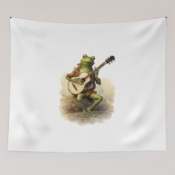 Item preview, Frog playing guitar on the bank designed and sold by Remek-Design.