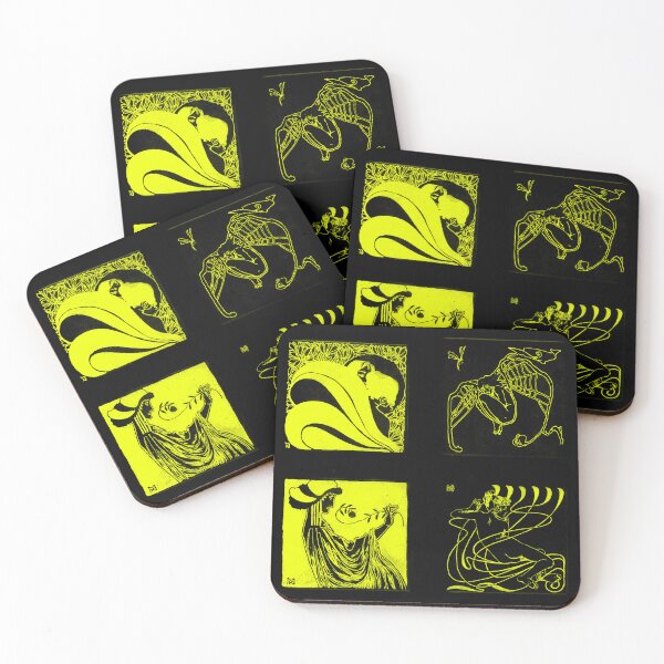 Item preview, Art Nouveau Vignettes - Neon Yellow designed and sold by toydinosaur.