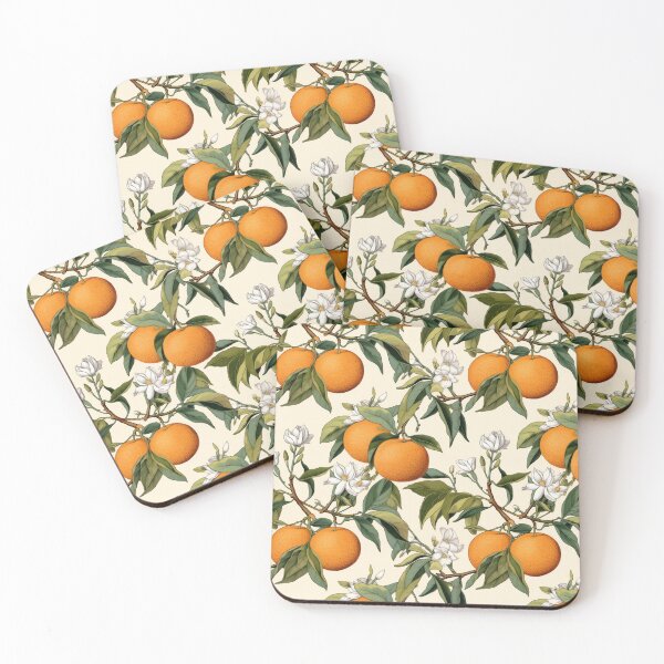 Item preview, Vintage Botanical Illustration of Tangerine (Citrus reticulata), Seamless Pattern Design designed and sold by ShobulousStudio.