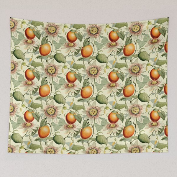 Item preview, Vintage Botanical Illustration of Passion Fruit (Passiflora edulis), Seamless Pattern Design designed and sold by ShobulousStudio.