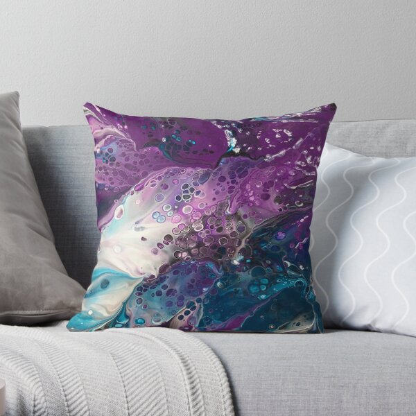 Turquoise & Purple Bubbles Throw Pillow