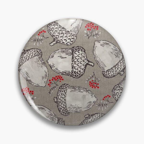 Item preview, Acorns and red berries on textured background | Repeat pattern designed and sold by colorofmagic.