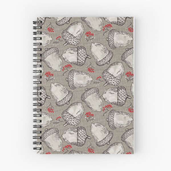 Item preview, Acorns and red berries on textured background | Repeat pattern designed and sold by colorofmagic.