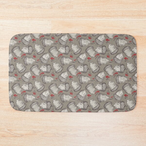 Item preview, Acorns and red berries on textured background | Repeat pattern designed and sold by colorofmagic.