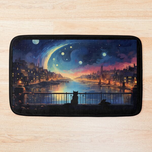 Item preview, Nighttime Lofi Dreamscape and a Cat designed and sold by SootheOperator.