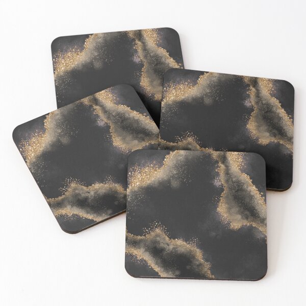 Item preview, Lustrous elegance Black Gold Marble Agate designed and sold by Hawa Shama.