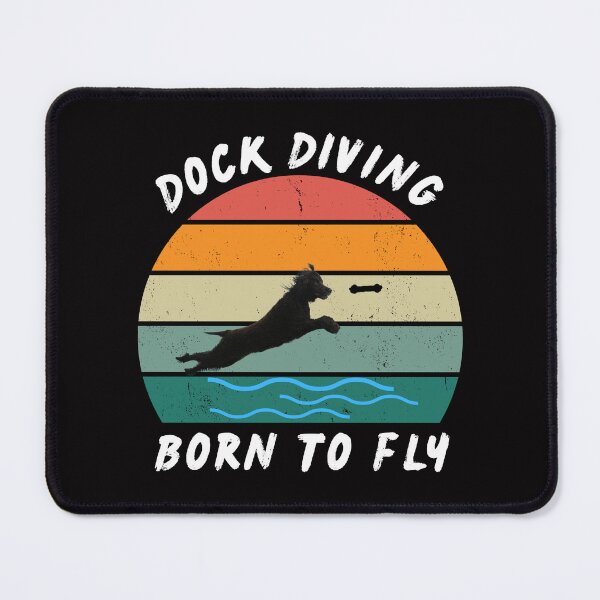 Item preview, Dock Diving - with Irish Water Spaniel - retro sunset silhouette distressed look designed and sold by LBKdesigns.