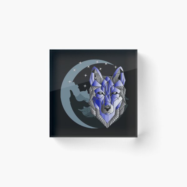 Item preview, Abstract blue wolfdog at the moon designed and sold by InverseArt.