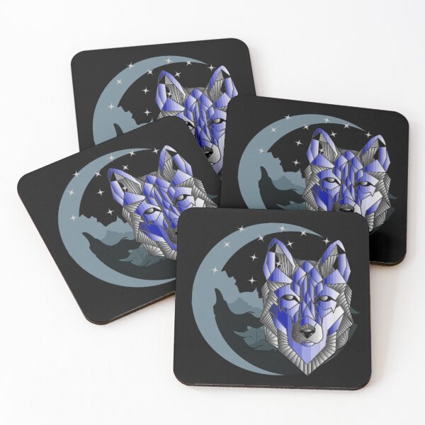Item preview, Abstract blue wolfdog at the moon designed and sold by InverseArt.