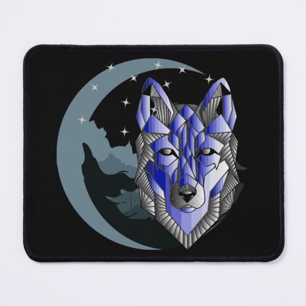 Item preview, Abstract blue wolfdog at the moon designed and sold by InverseArt.