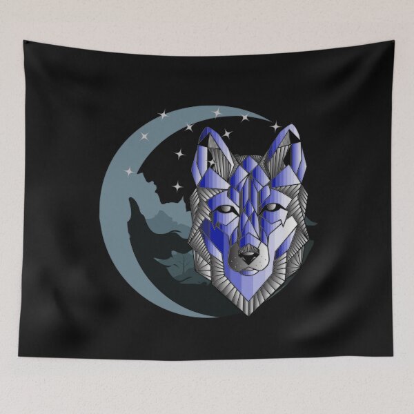 Item preview, Abstract blue wolfdog at the moon designed and sold by InverseArt.