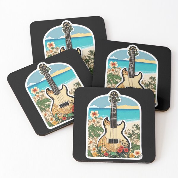 Item preview, Electric Guitar on a Hawaiian Beach with Orchid Flowers designed and sold by NautiChic.