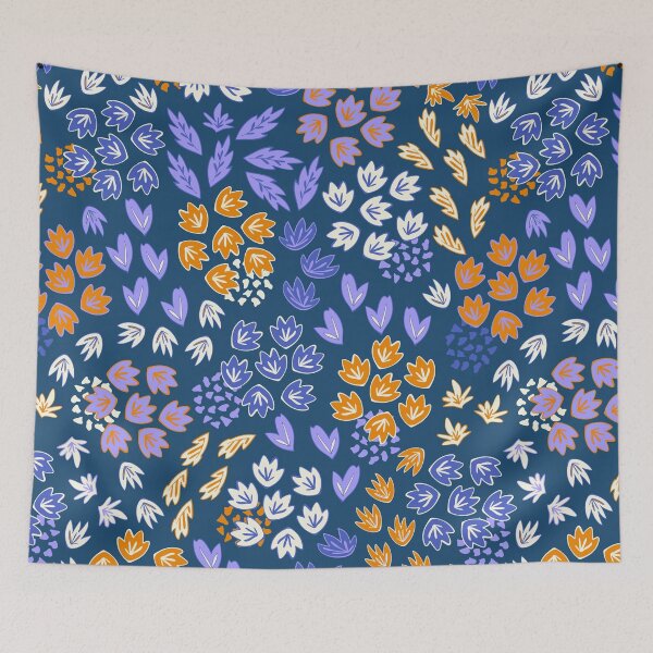 Item preview, Lush Leaves in blue, lilac and orange color palette designed and sold by BrankaPD.