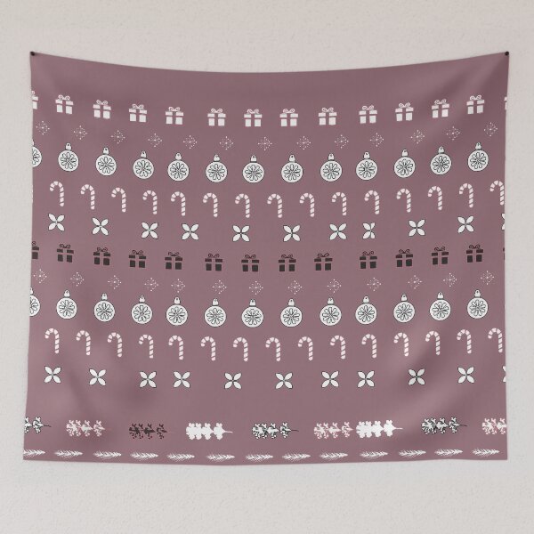 Item preview, Festive Stripes with Gifts & Ornaments Pattern on Dark Pink designed and sold by ara-designs.