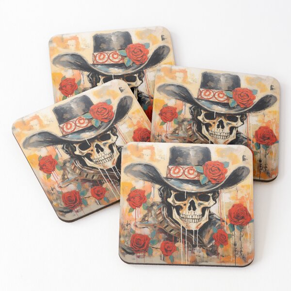 Item preview, Abstract Cowboy Skull with Roses designed and sold by paulosully.