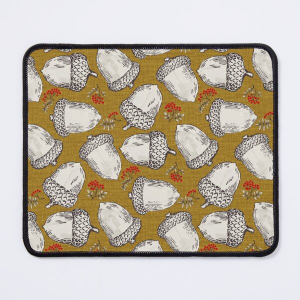 Item preview, Acorns and red berries on a brown background | Repeat pattern designed and sold by colorofmagic.