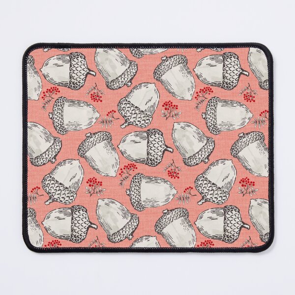 Item preview, Acorns and red berries on a pink background | Repeat pattern designed and sold by colorofmagic.