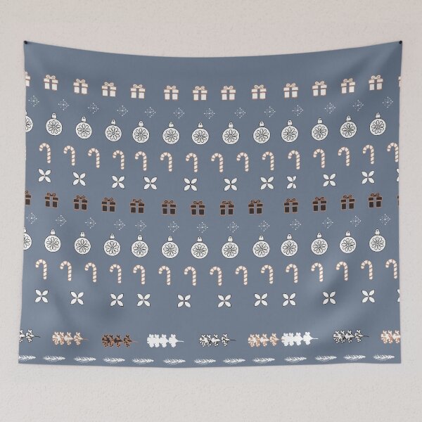 Item preview, Festive Stripes with Gifts & Ornaments Pattern on Gray designed and sold by ara-designs.