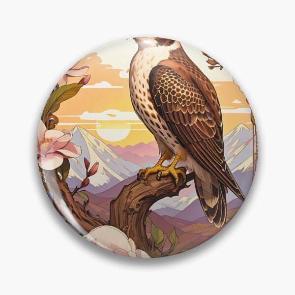 Item preview, Falcon Bird Magnolia Branch Mountains Sunset retro vintage designed and sold by BorgSpareParts.