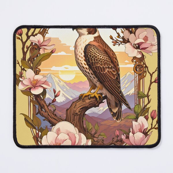 Item preview, Falcon Bird Magnolia Branch Mountains Sunset retro vintage designed and sold by BorgSpareParts.