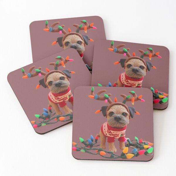 Item preview, Playful Border Terrier helping with the Christmas lights designed and sold by barksandsqueaks.