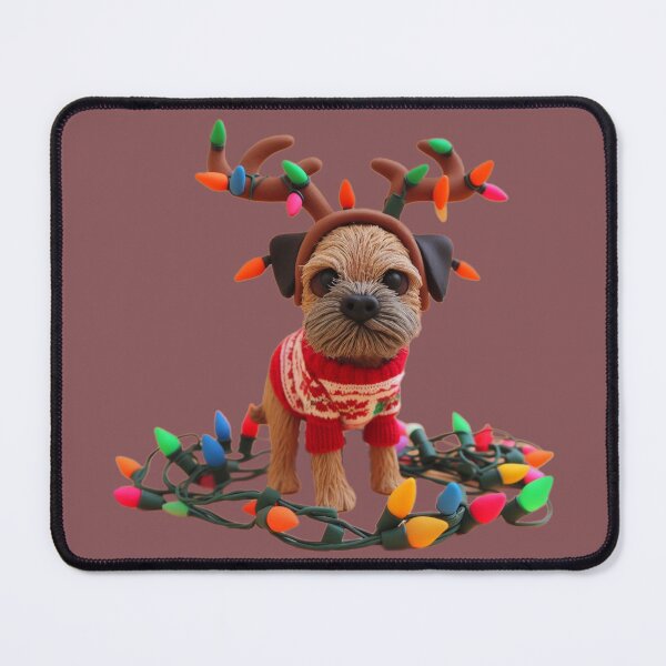 Item preview, Playful Border Terrier helping with the Christmas lights designed and sold by barksandsqueaks.