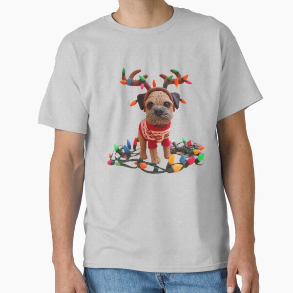 Item preview, Playful Border Terrier helping with the Christmas lights designed and sold by barksandsqueaks.