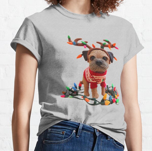 Item preview, Playful Border Terrier helping with the Christmas lights designed and sold by barksandsqueaks.