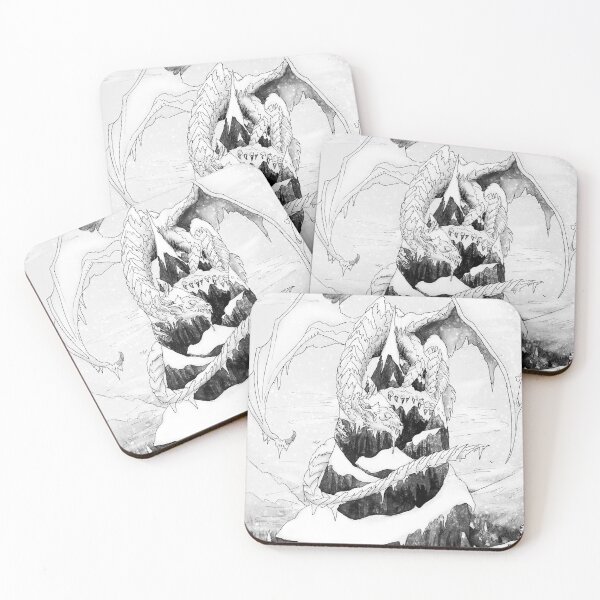 Item preview, White Dragon wakes up from top of mountain designed and sold by Rene Trujillo Illustrations.