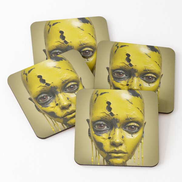 Item preview, Yellow-painted face with dripping effects and expressive eyes designed and sold by a4mbs.