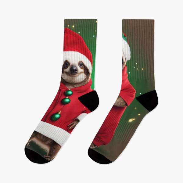 Item preview, 2 cute sloths in a Christmas costume designed and sold by lalylaura.
