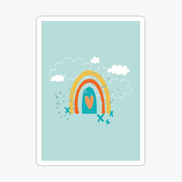 Colourful rainbow and clouds motif Sticker