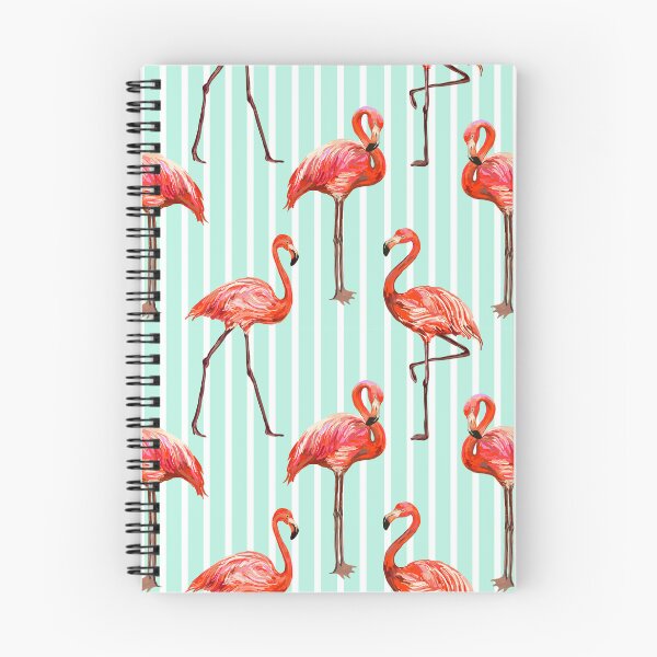 Item preview, Flamingo Paradise: Blue and White Stripes with a Pop of Pink designed and sold by MadCreations33.