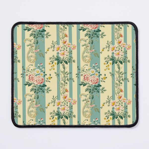 Item preview, A green striped wallpaper with flowers and vines - 1950's American House Wallpaper - Classic designed and sold by Paul-05.