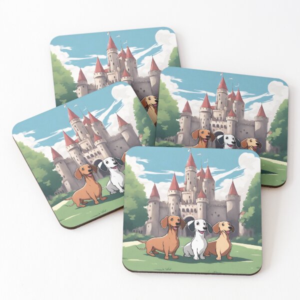 Item preview, Whimsical Adventures Happy Sausage Dog in a Castle designed and sold by PatternXS.