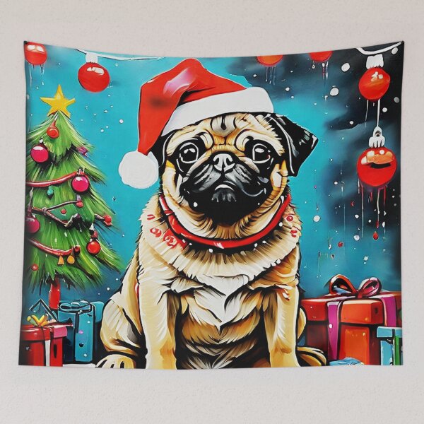 Item preview, Pug HAPPY HOLIDAYS 6 designed and sold by RedBluffTraders.