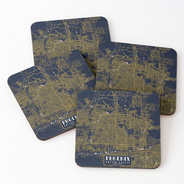 Item preview, Phoenix City Map of Arizona, USA - Gold Art Deco designed and sold by deMAP.