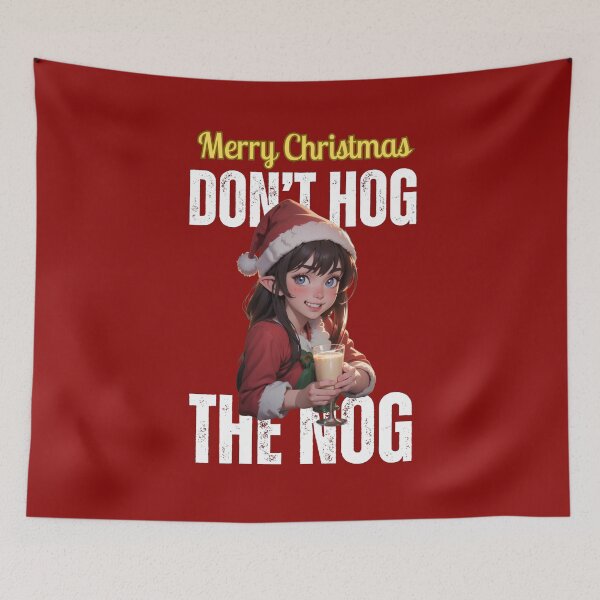 Item preview, Merry Christmas: Do not hog the nog.  (eggnog in red) designed and sold by MtnTopAnime.