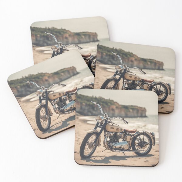 Item preview, Nostalgic Ride: Classic Motorcycle by the Seashore designed and sold by PatternXS.