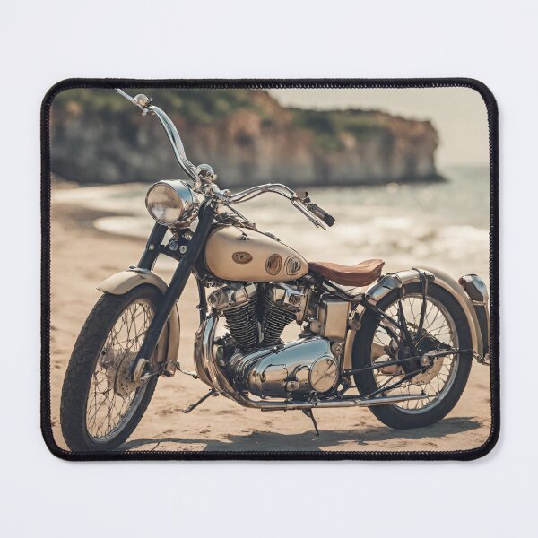 Item preview, Nostalgic Ride: Classic Motorcycle by the Seashore designed and sold by PatternXS.