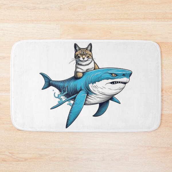 Item preview, A Cat! Riding a Shark! designed and sold by joystreethouse.