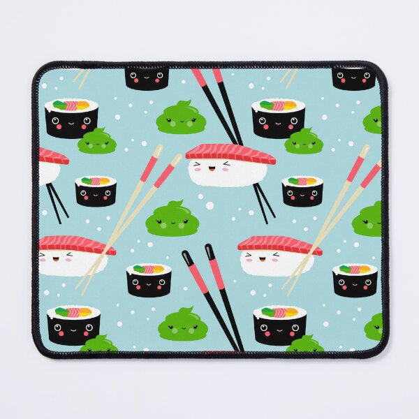 Artikelvorschau, Kinderzimmerillustration im japanischen Kawaiian-Stil mit Nigiri-Sushi, Maki und Wasabi entworfen und verkauft von Pia Kolle.