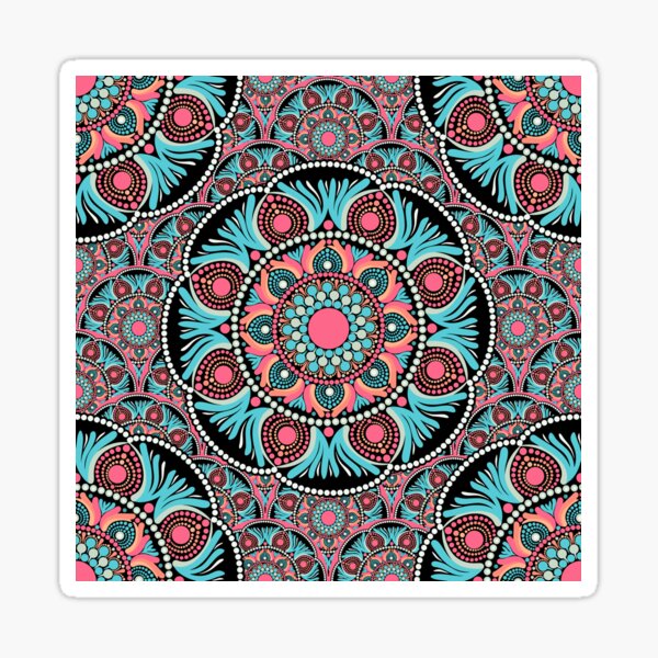 Ultra Red Sunset on Sea Polka Dot Mandala on Scallops Sticker