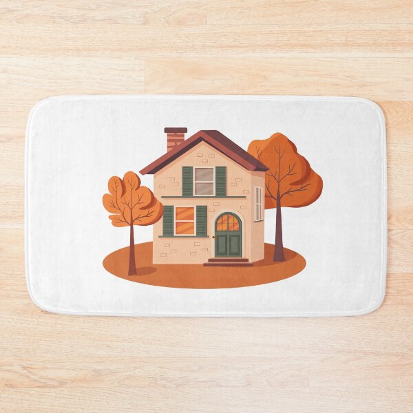Item preview, Vector hand drawn illustration of a flat cartoon house with autumn garden designed and sold by Familyshmot.