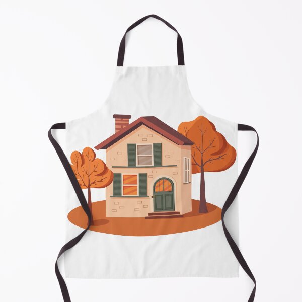 Item preview, Vector hand drawn illustration of a flat cartoon house with autumn garden designed and sold by Familyshmot.