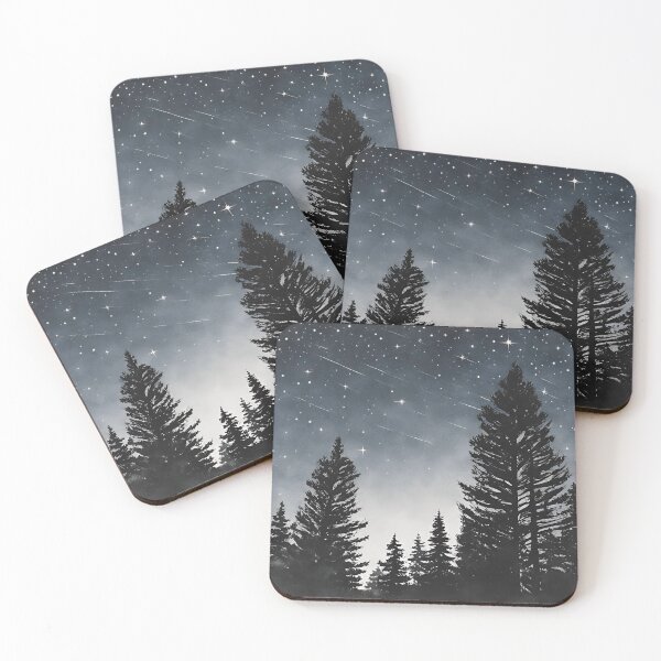 Item preview, dark night in the forest with shooting stars designed and sold by in-leggings.