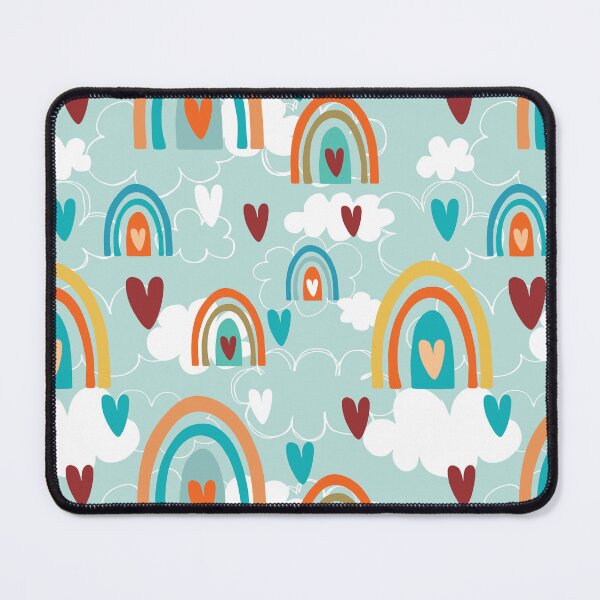 Item preview, Rainbows, clouds and hearts on a blue sky background designed and sold by Jaine Drake.