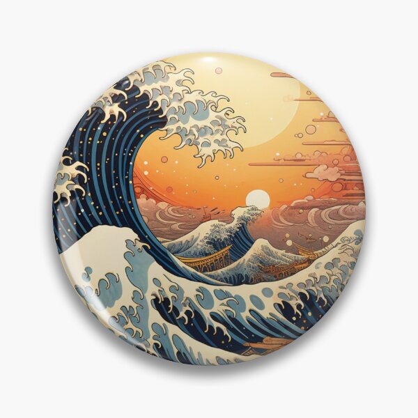 Item preview, The Great Wave Cyberpunk neon sun set designed and sold by zand-n-zive.